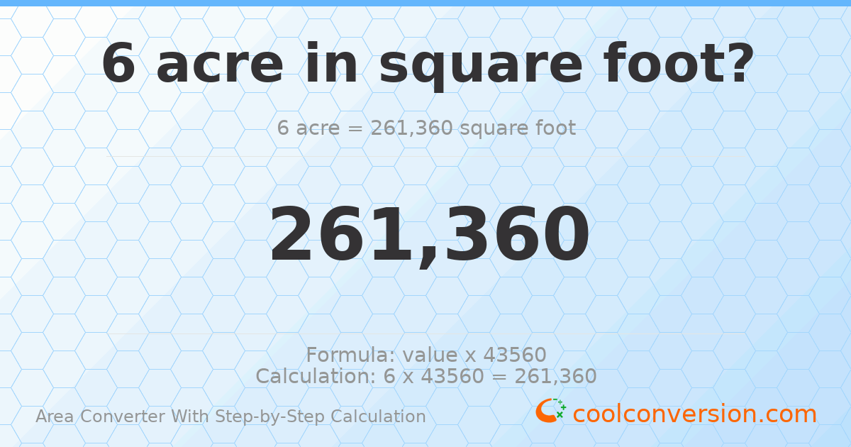 6 acres = 261360 square feet