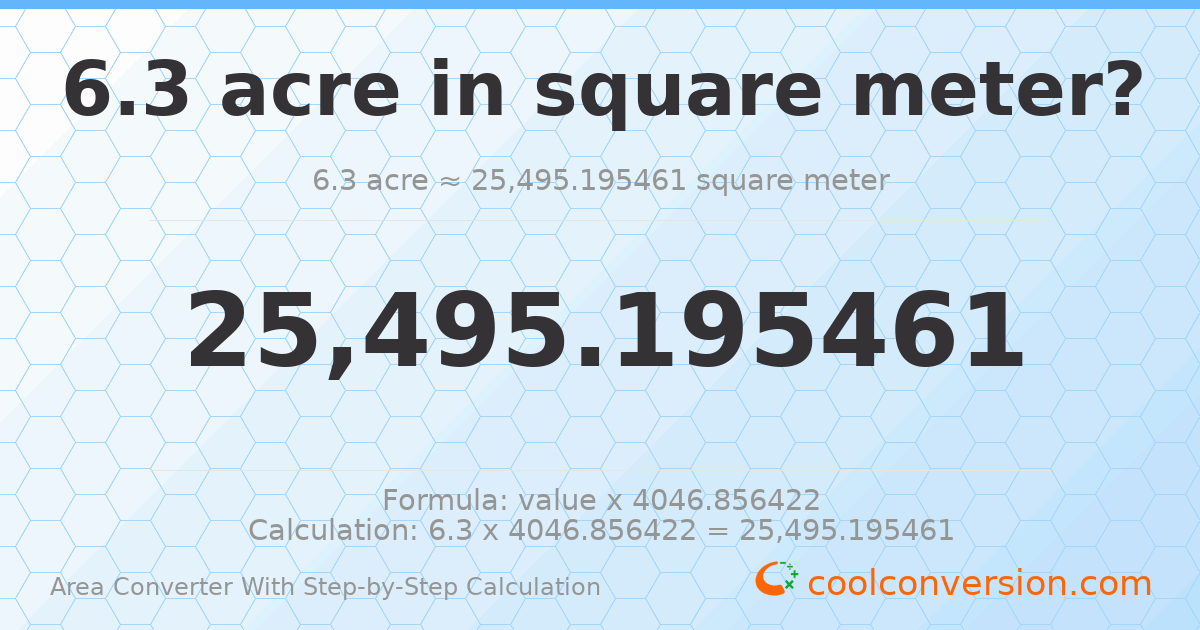 6.3 acres = 25495.2 square meters