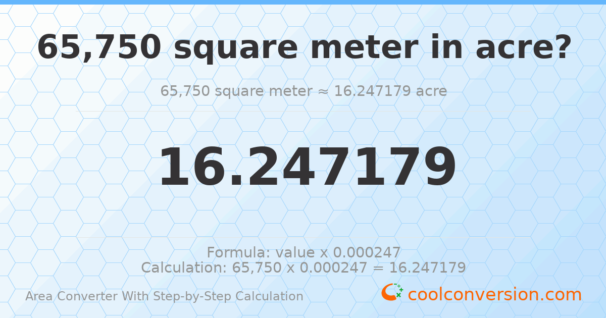65750 square meters = 16.2472 acres