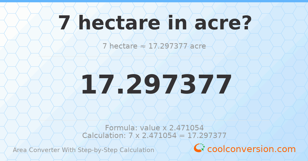 7 hectares = 17.2974 acres