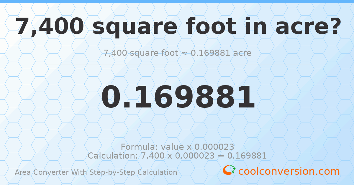 7400 square feet = 0.169881 acres