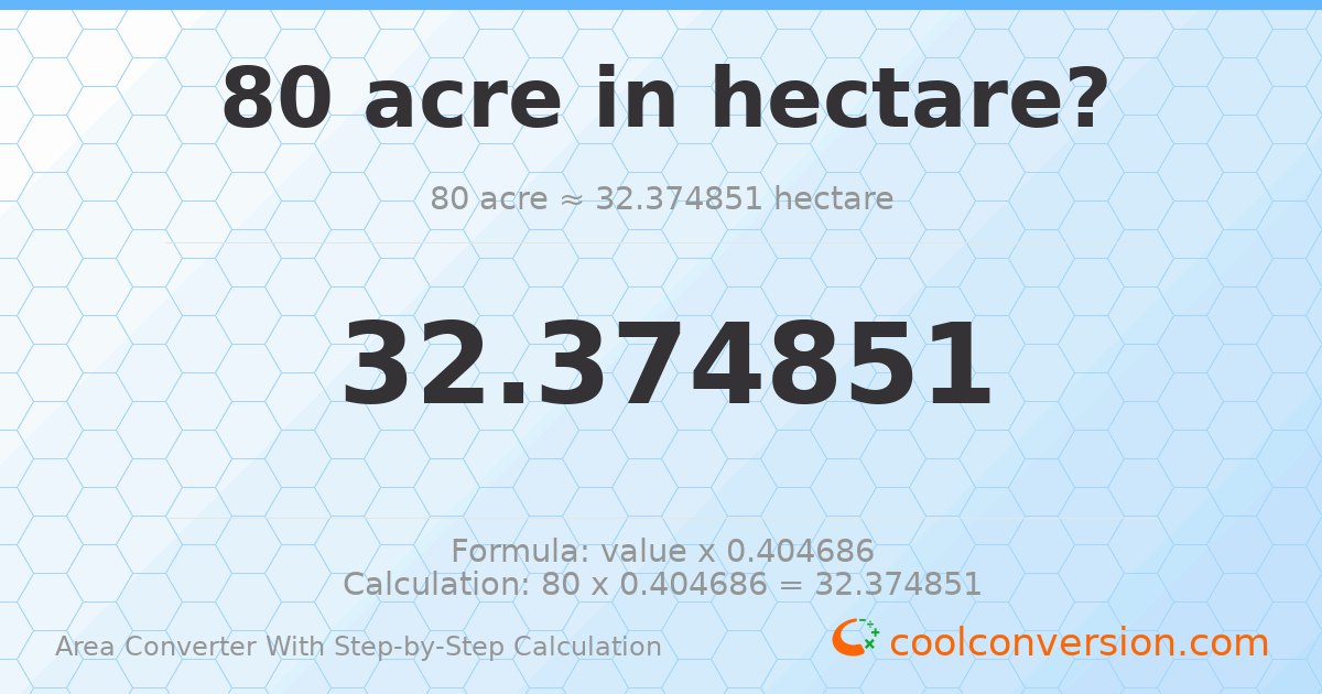 80 acres = 32.3749 hectares