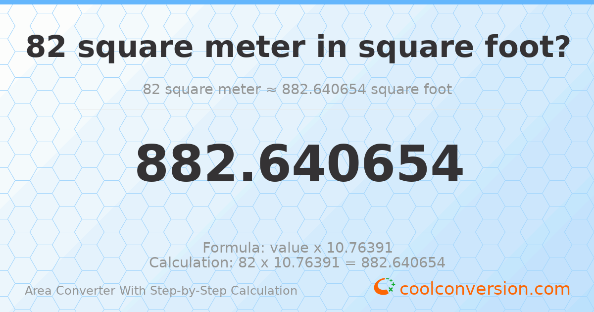 82 square meters = 882.641 square feet