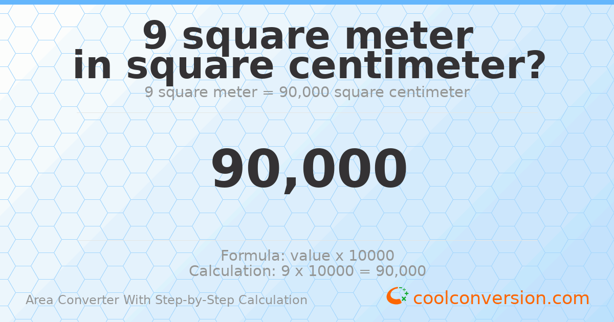 9 square meters = 90000 square centimeters