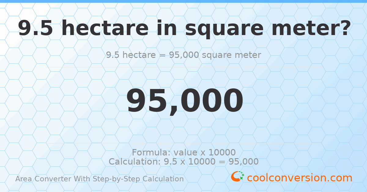 9.5 hectares = 95000 square meters