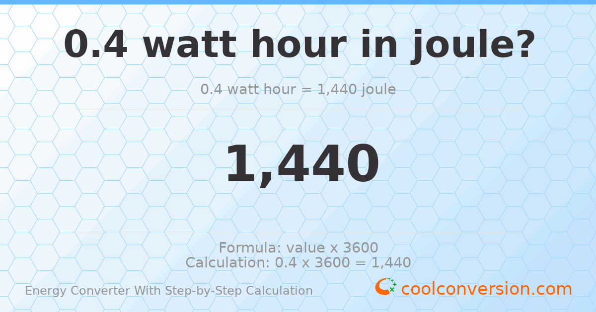 0.4 watt-hours = 1440 Joules