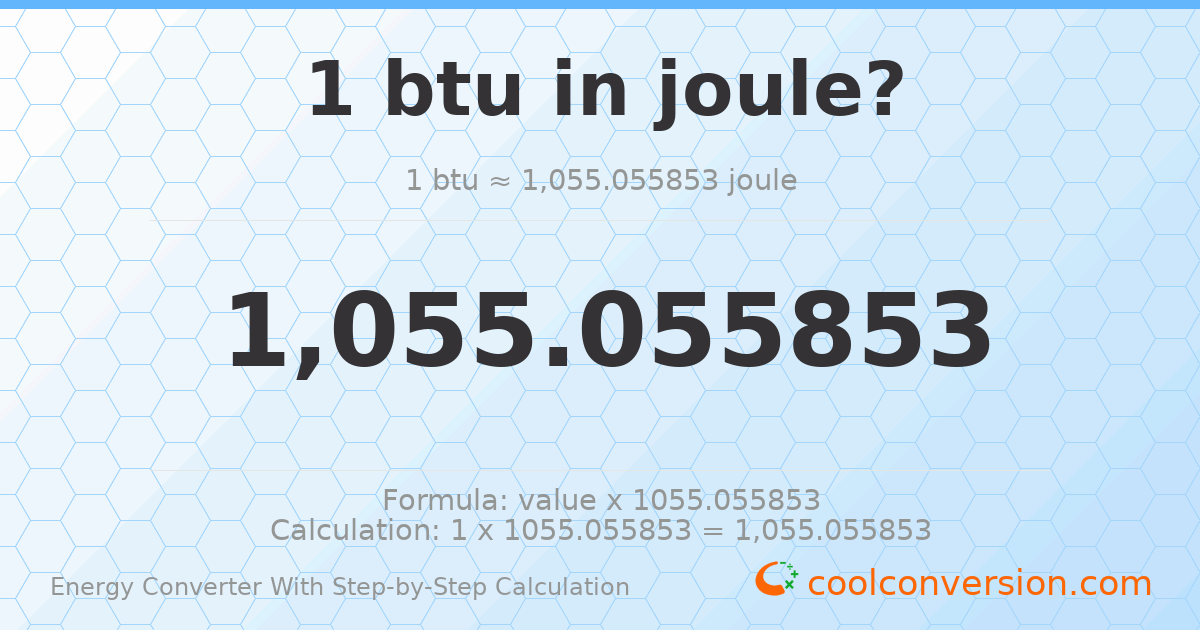 1 Btu = 1055.06 Joules