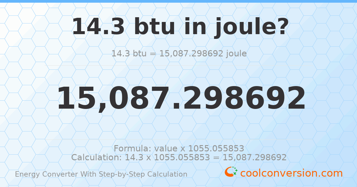 14.3 Btu = 15087.3 Joules