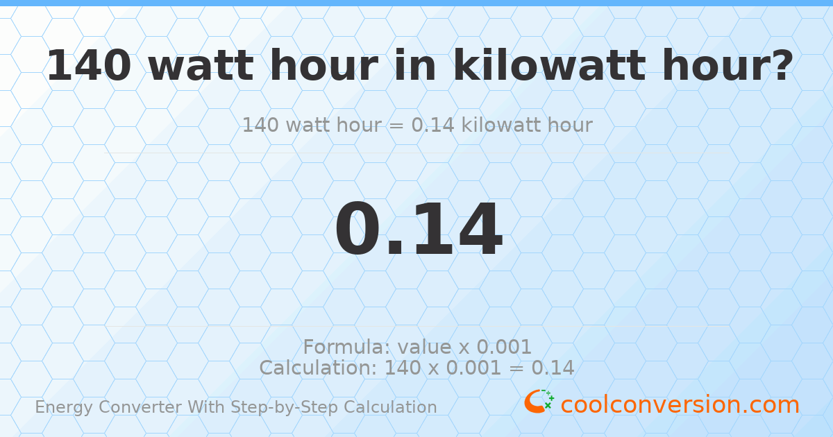 140 watt-hours = 0.14 kilowatt-hours