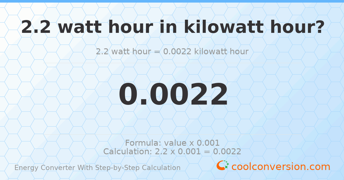 2.2 watt-hours = 0.0022 kilowatt-hours