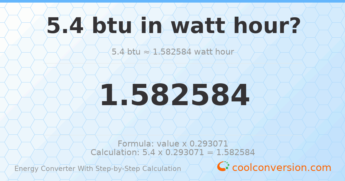 5.4 Btu = 1.58258 watt-hours