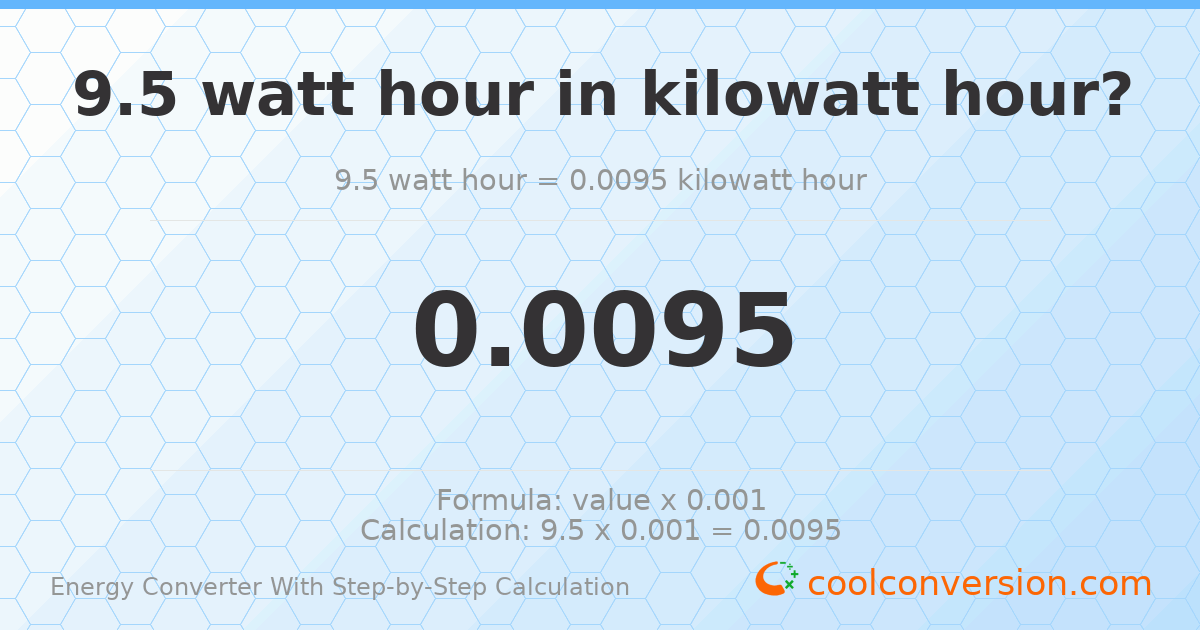 9.5 watt-hours = 0.0095 kilowatt-hours