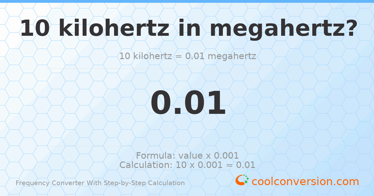 10 kilohertz = 0.01 megahertz