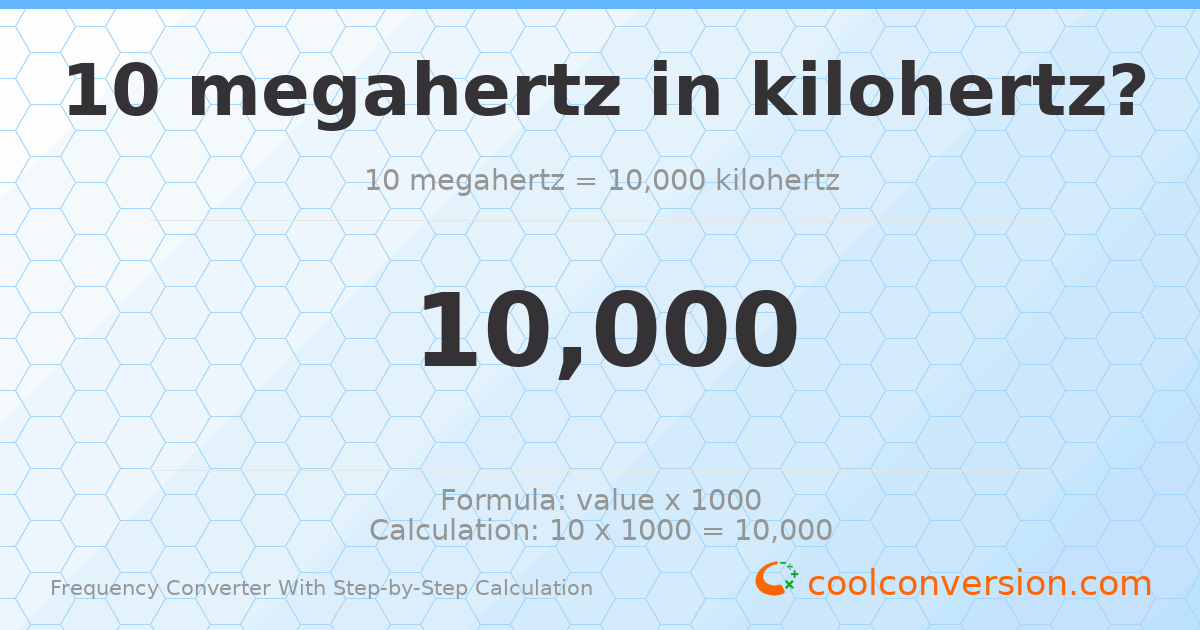 10 megahertz = 10000 kilohertz