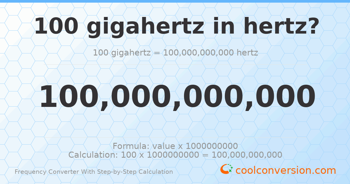 100 gigahertz = 1 × 10¹¹ hertz