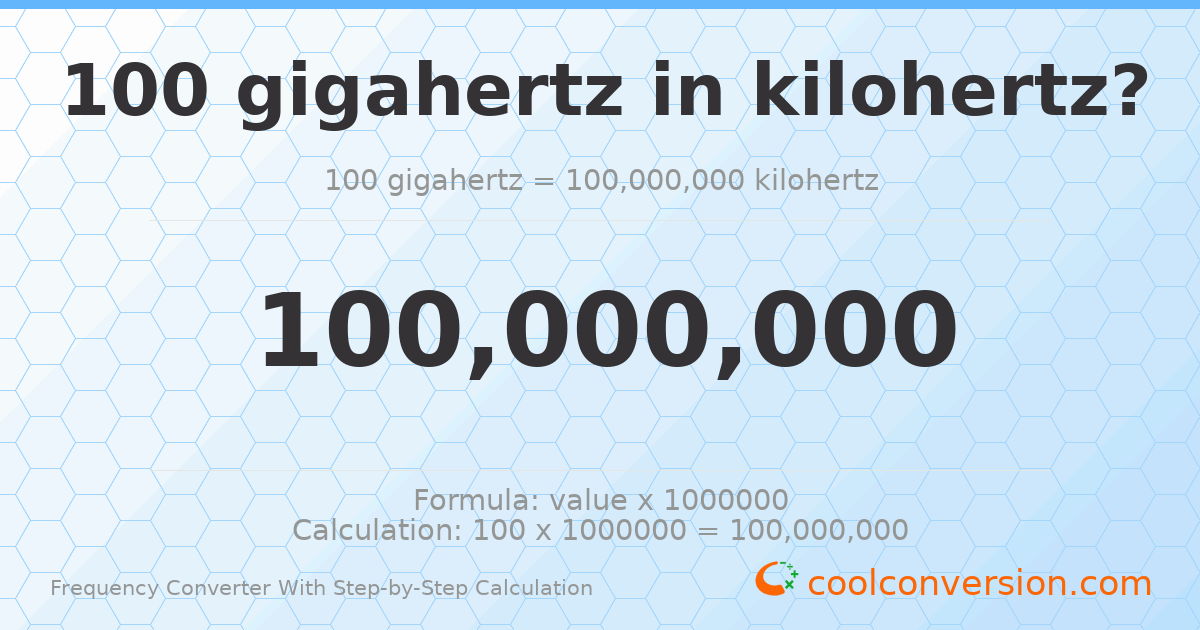 100 gigahertz = 1 × 10⁸ kilohertz