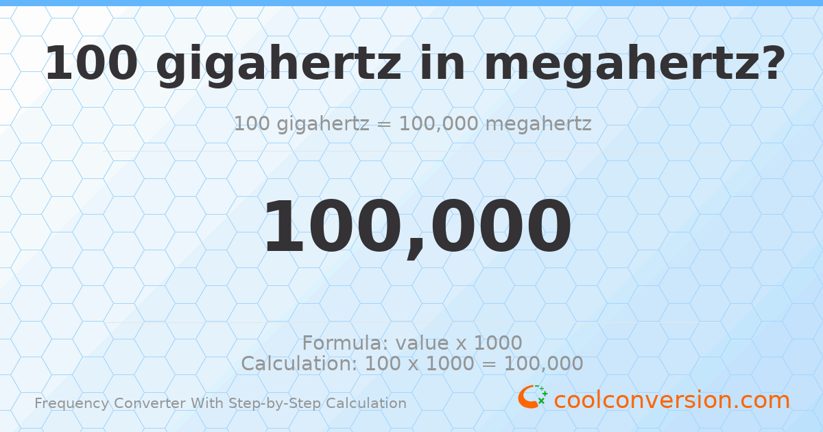 100 gigahertz = 100000 megahertz