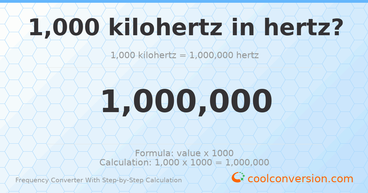 1000 kilohertz = 1000000 hertz