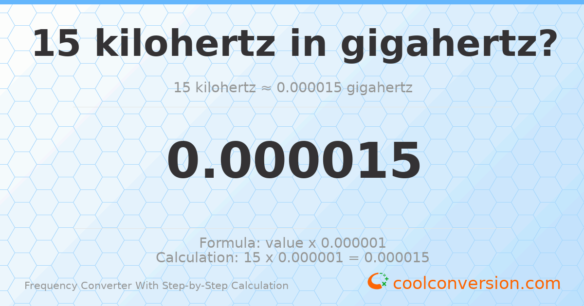 15 kilohertz = 1.5 × 10⁻⁵ gigahertz