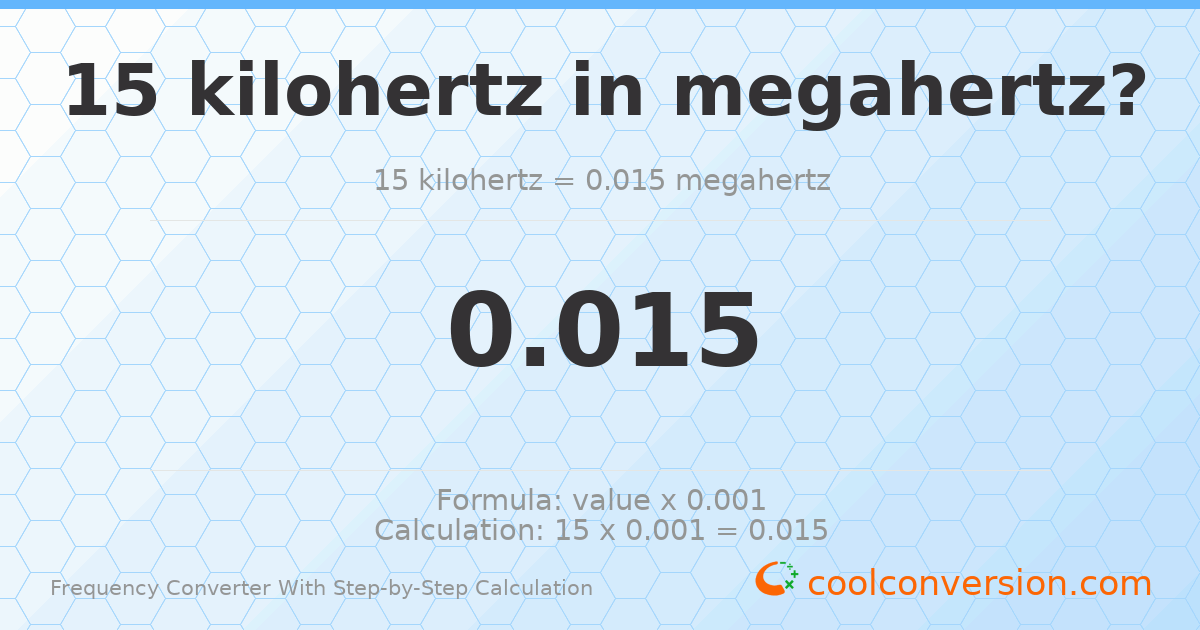 15 kilohertz = 0.015 megahertz