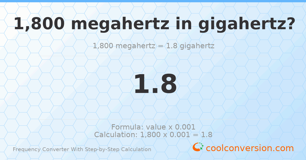 1800 megahertz = 1.8 gigahertz