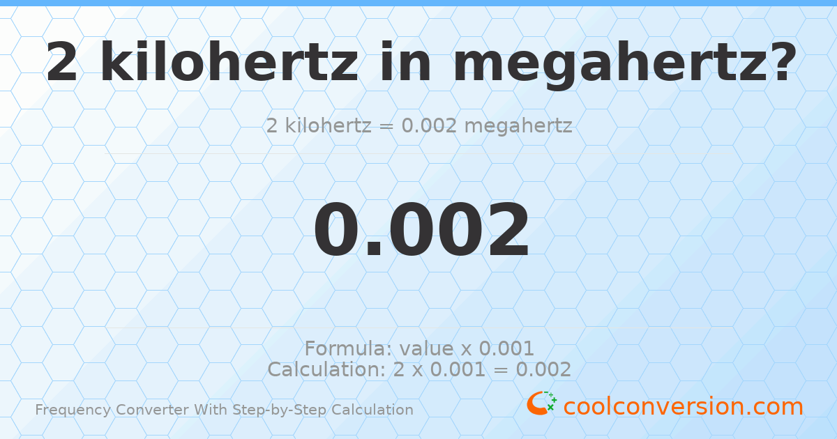 2 kilohertz = 0.002 megahertz