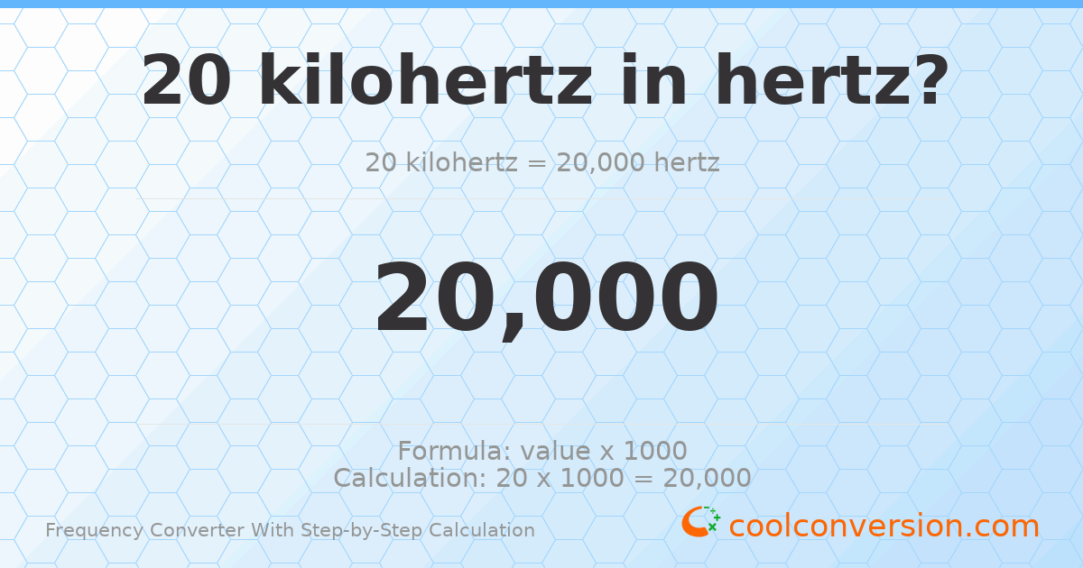 20 kilohertz = 20000 hertz