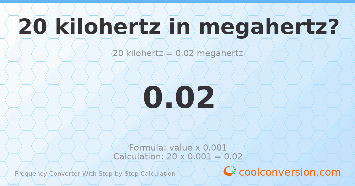 20 kilohertz = 0.02 megahertz
