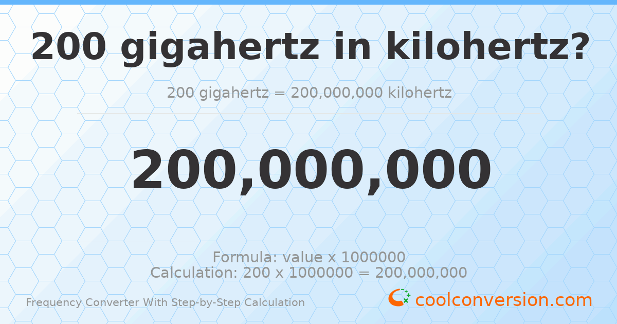 200 gigahertz = 2 × 10⁸ kilohertz