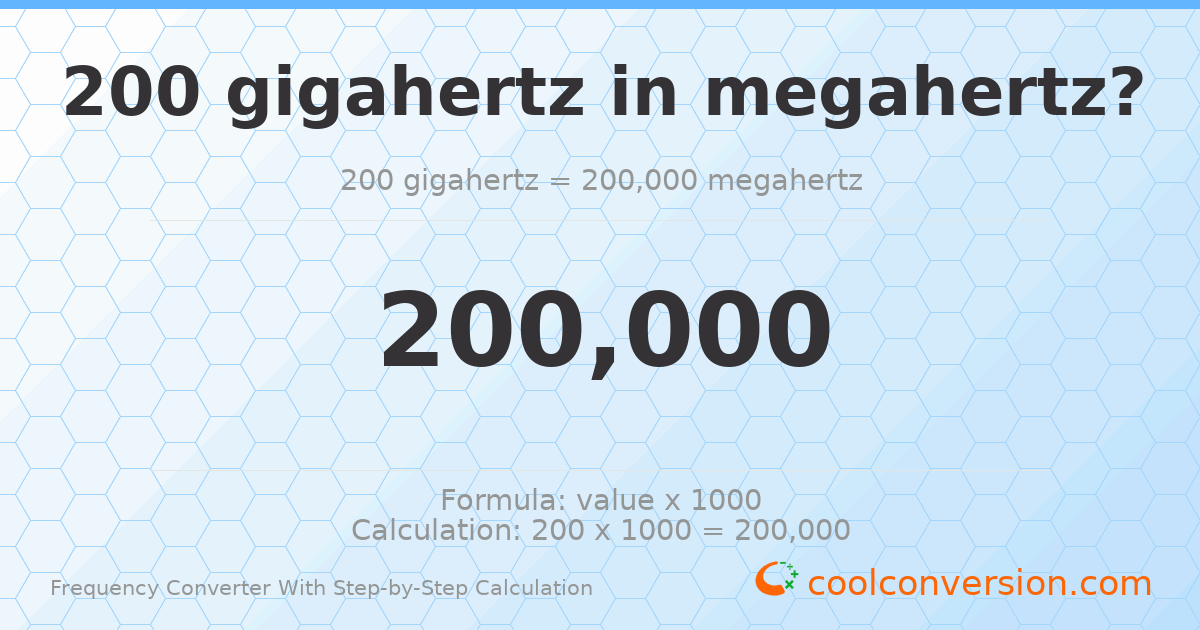 200 gigahertz = 200000 megahertz
