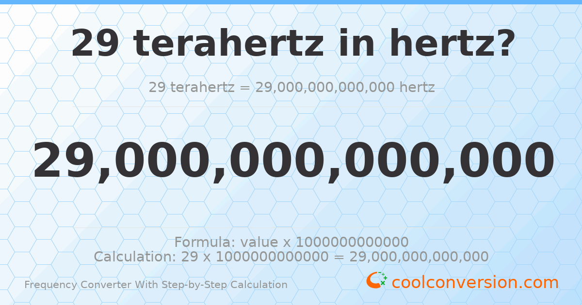 29 terahertz = 2.9 × 10¹³ hertz