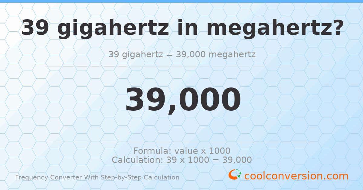39 gigahertz = 39000 megahertz