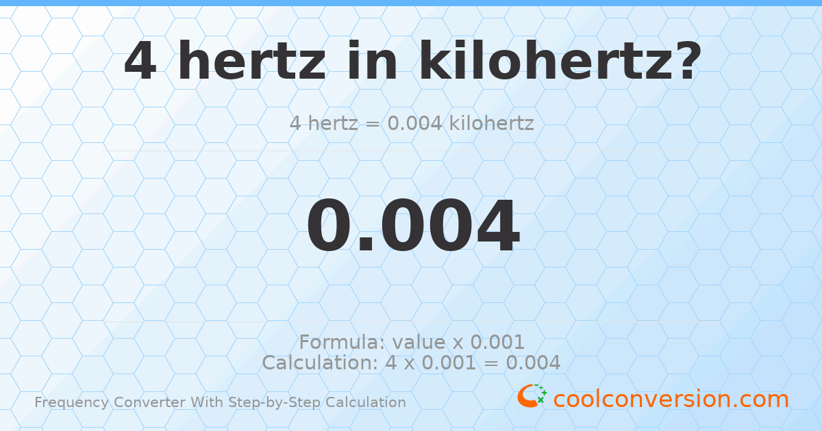 4 hertz = 0.004 kilohertz