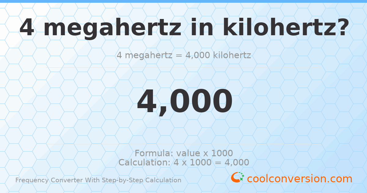4 megahertz = 4000 kilohertz