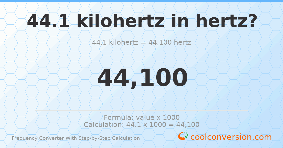 44.1 kilohertz = 44100 hertz