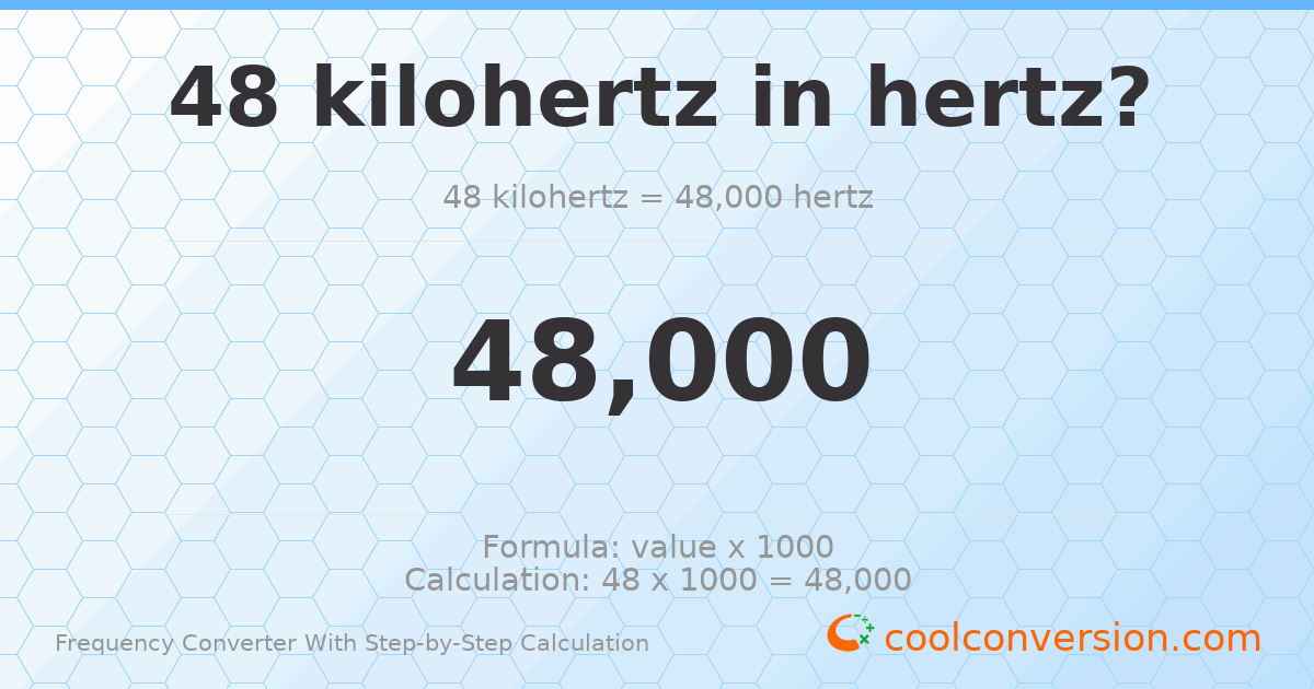 48 kilohertz = 48000 hertz