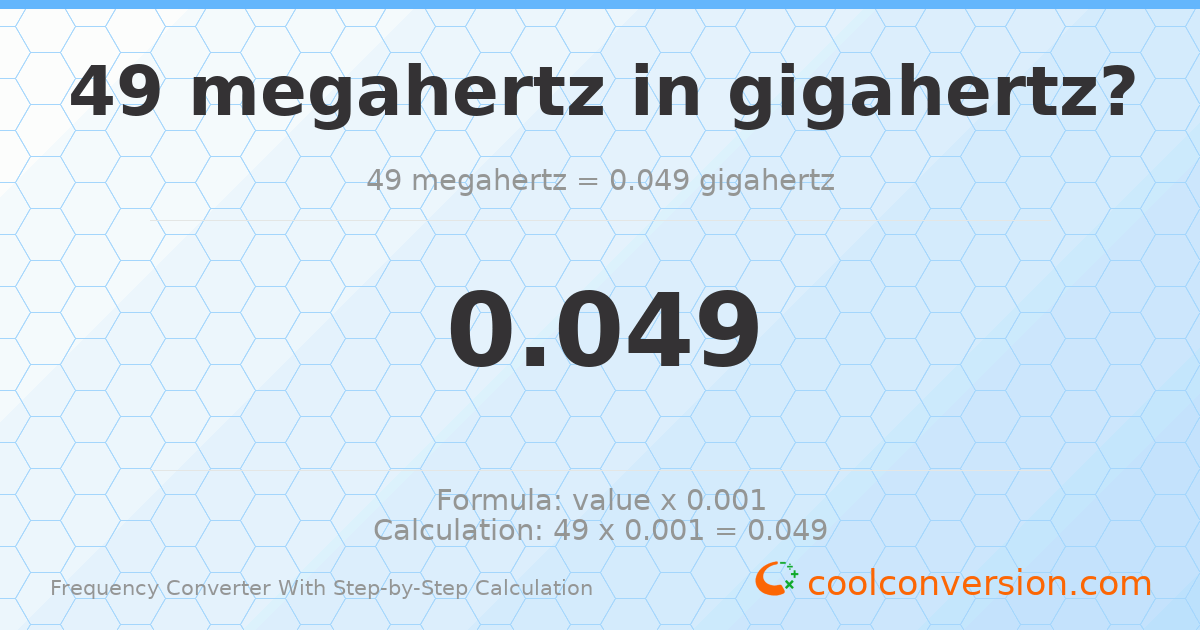 49 megahertz = 0.049 gigahertz