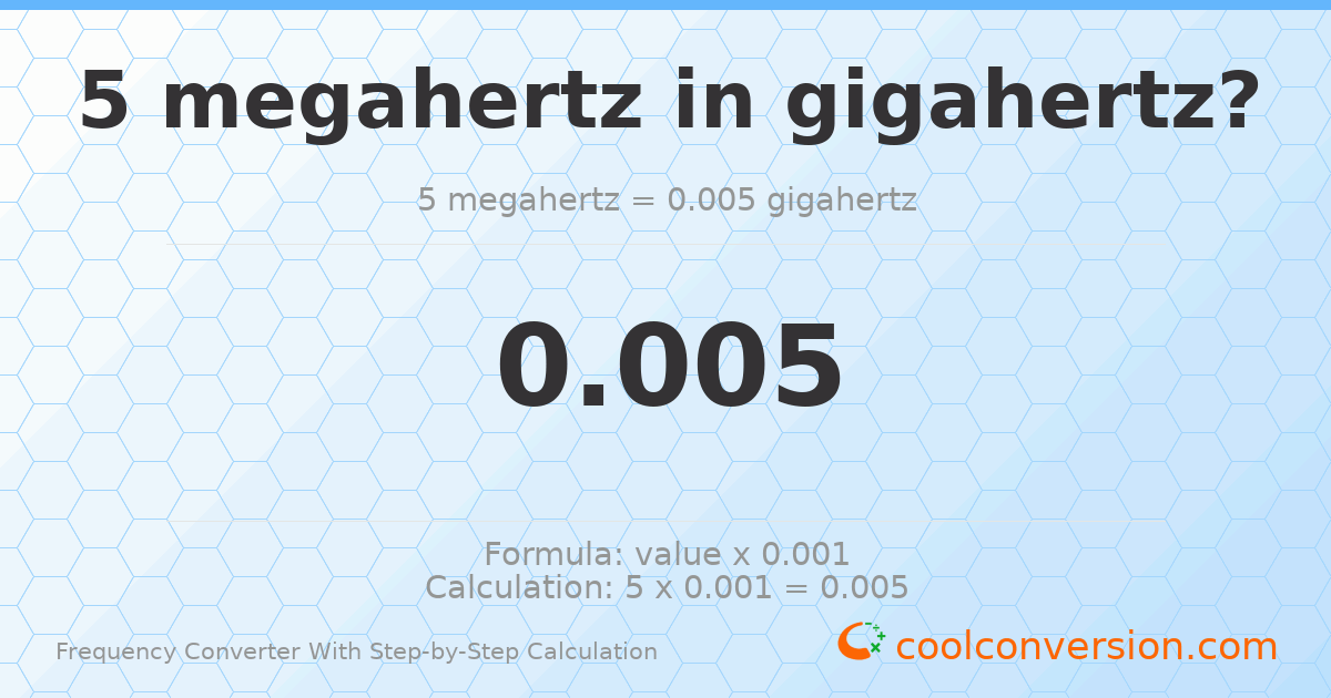 5 megahertz = 0.005 gigahertz