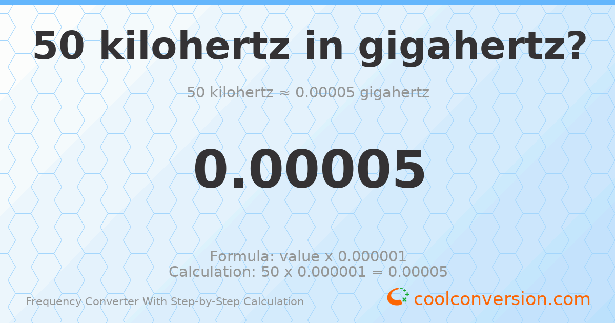 50 kilohertz = 5 × 10⁻⁵ gigahertz