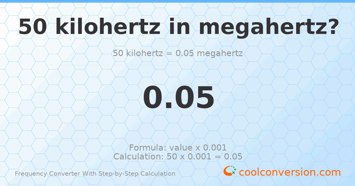 50 kilohertz = 0.05 megahertz