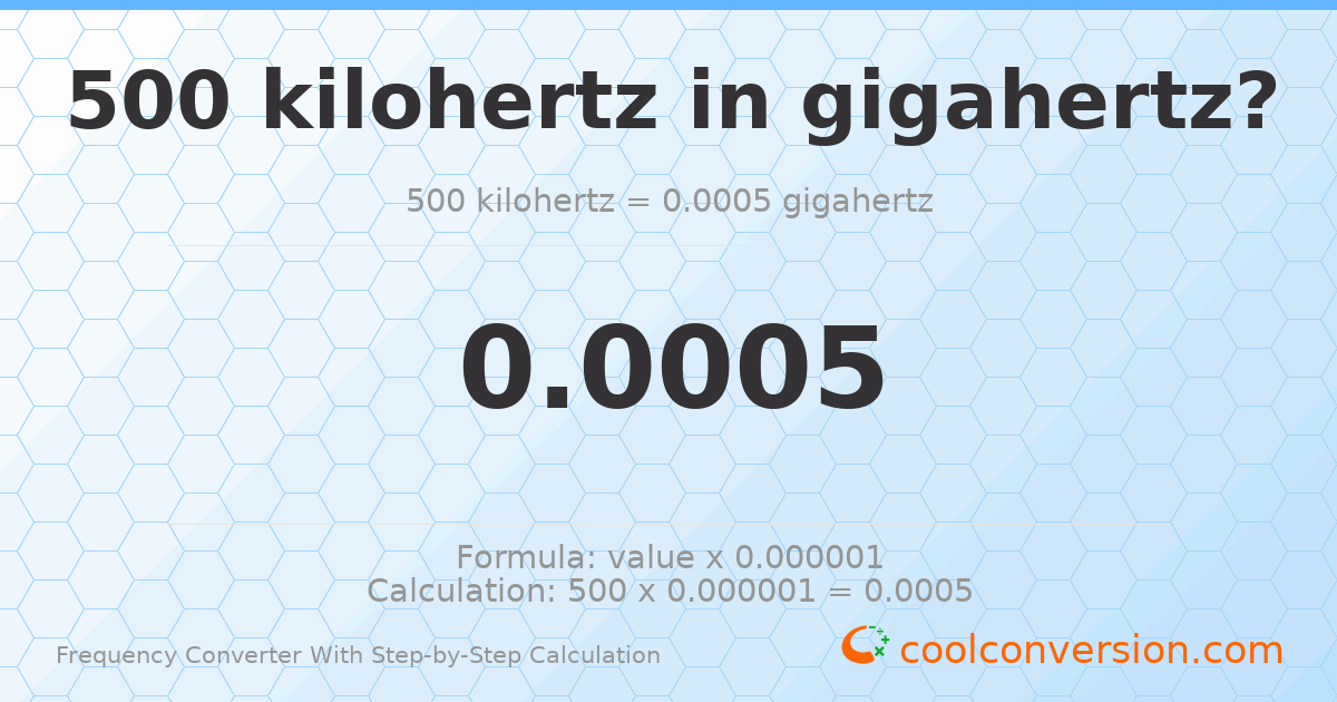 500 kilohertz = 0.0005 gigahertz