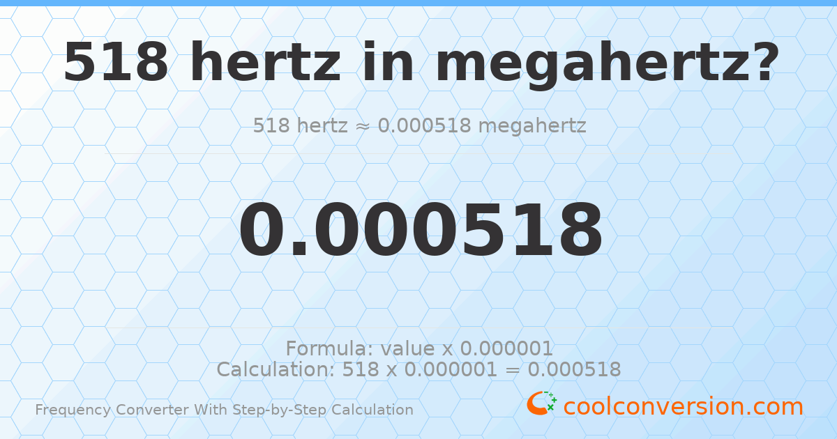 518 hertz = 0.000518 megahertz