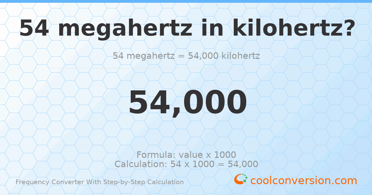 54 megahertz = 54000 kilohertz