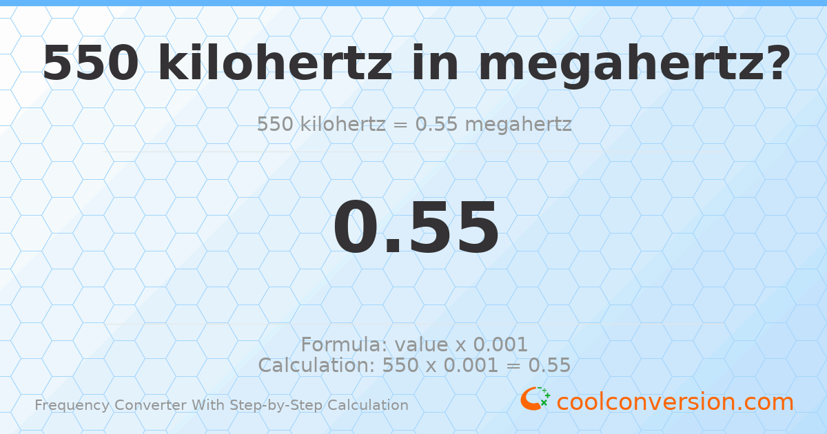 550 kilohertz = 0.55 megahertz