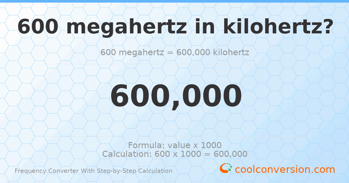 600 megahertz = 600000 kilohertz