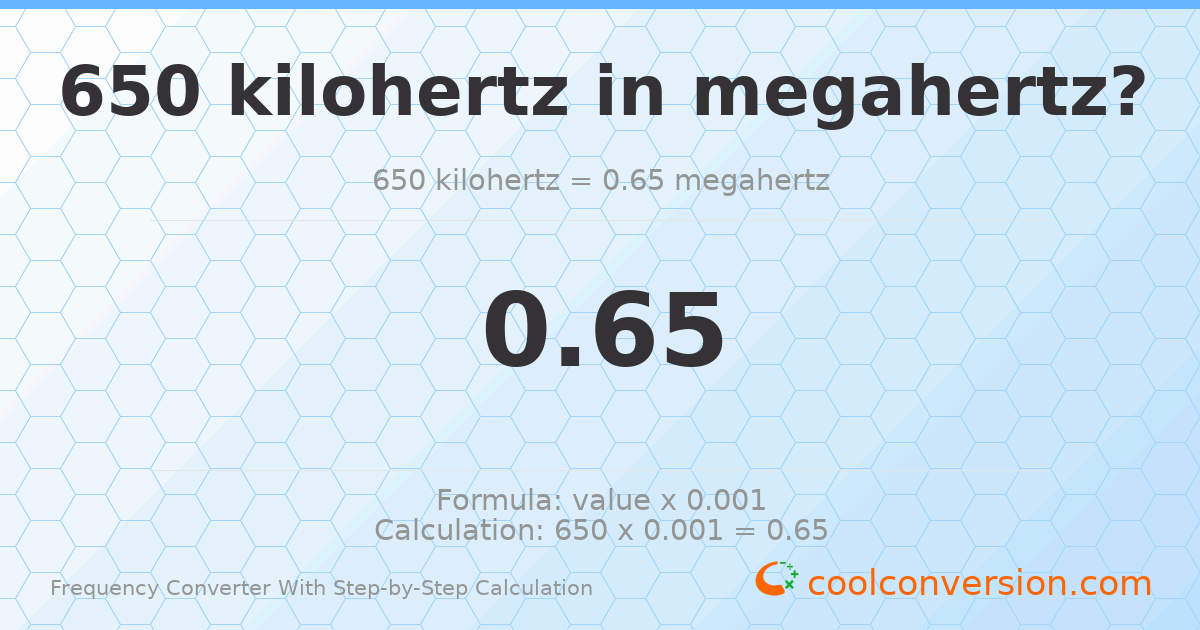 650 kilohertz = 0.65 megahertz