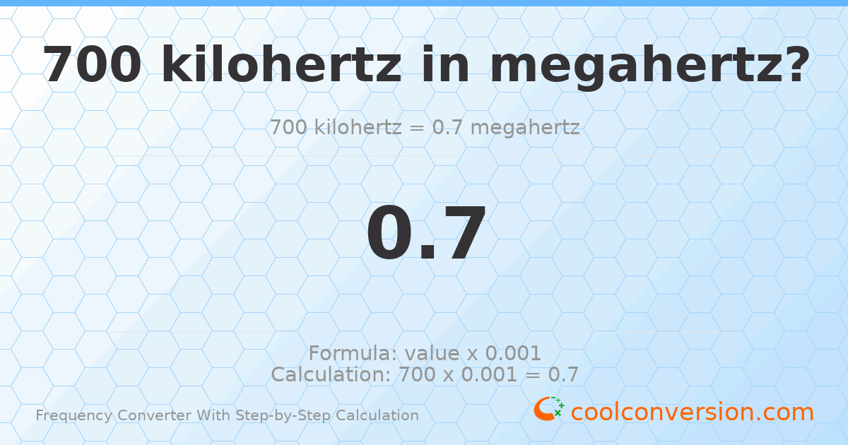 700 kilohertz = 0.7 megahertz