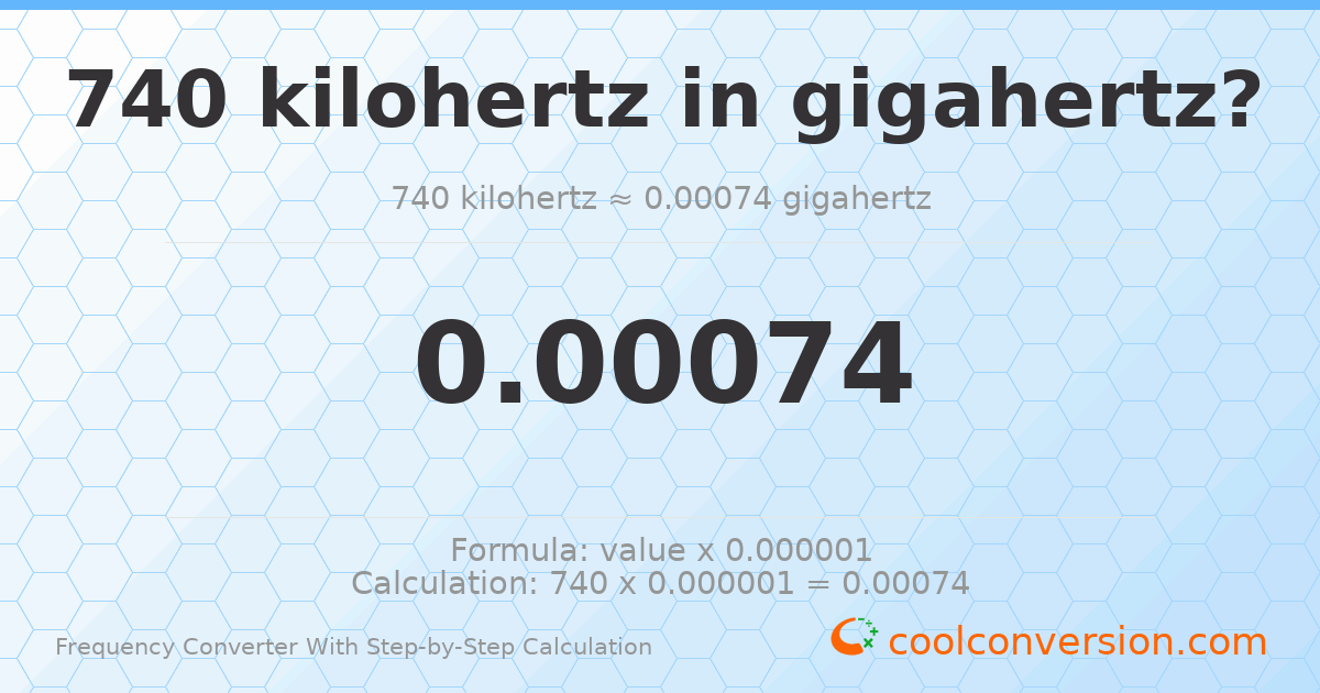 740 kilohertz = 0.00074 gigahertz