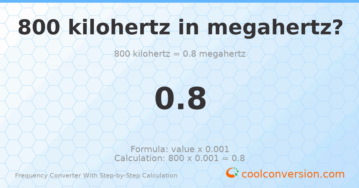 800 kilohertz = 0.8 megahertz