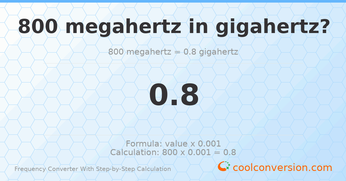 800 megahertz = 0.8 gigahertz
